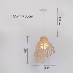 Alternative view of Rattan Pendant Light — Handwoven Wicker Ceiling Lamp, Vintage Style