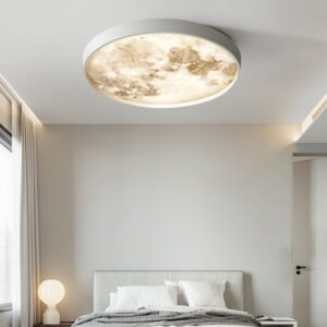 Three-Color LED Ceiling Light – Round Dimmable Ceramic Lamp with Remote