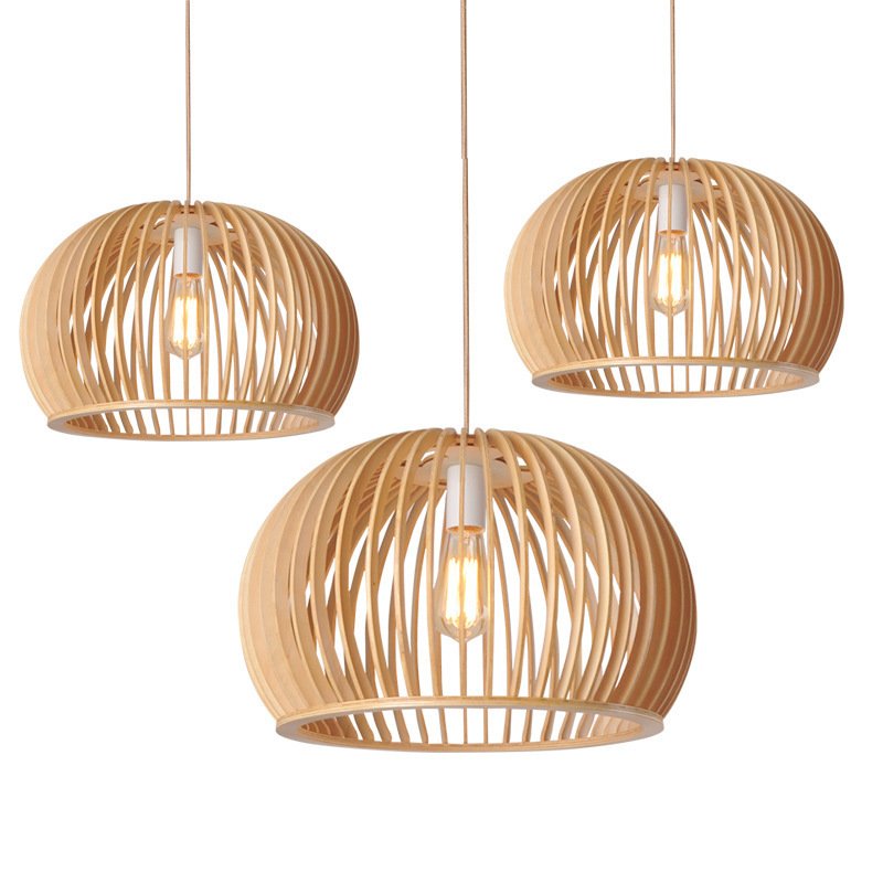 Nordic Wooden Half-Round Chandelier – Dining Room & Bedroom Pendant Light - Image 6