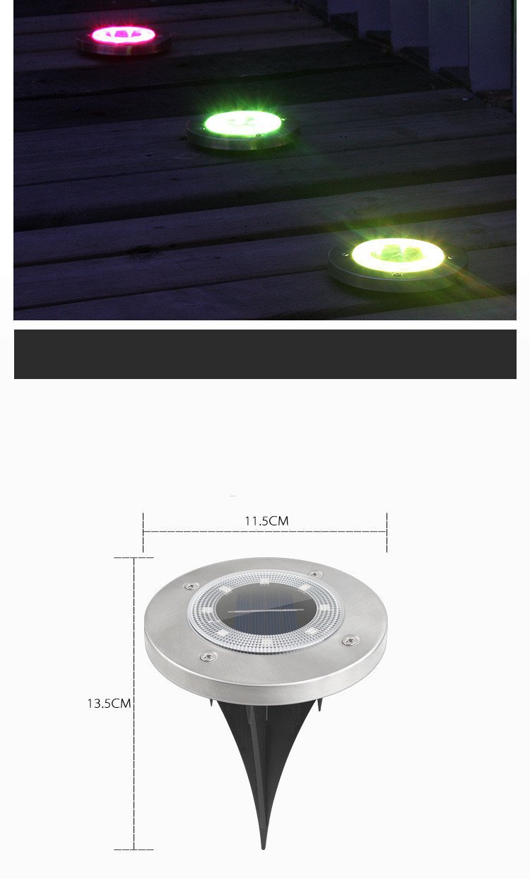 Solar In-Ground Lights - 8 LED Waterproof Underground Disk Lights (IP65) - Image 3