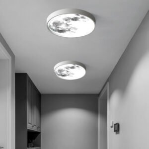 Alternative view of Three-Color LED Ceiling Light – Round Dimmable Ceramic Lamp with Remote