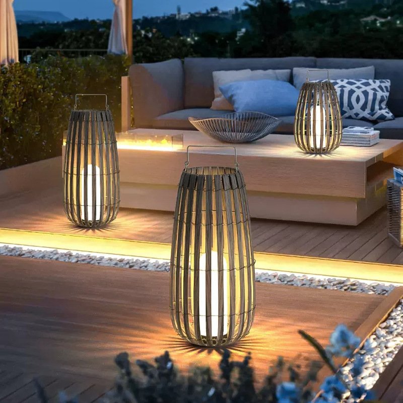 Solar Rattan Lawn Light – Bamboo Outdoor Lantern - Image 2