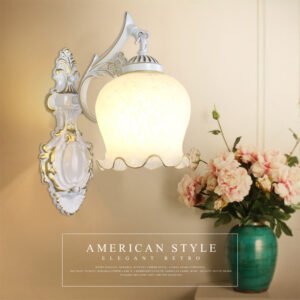 Alternative view of Retro Wall Sconce Lamp – Distressed Glass & Iron Wall Light