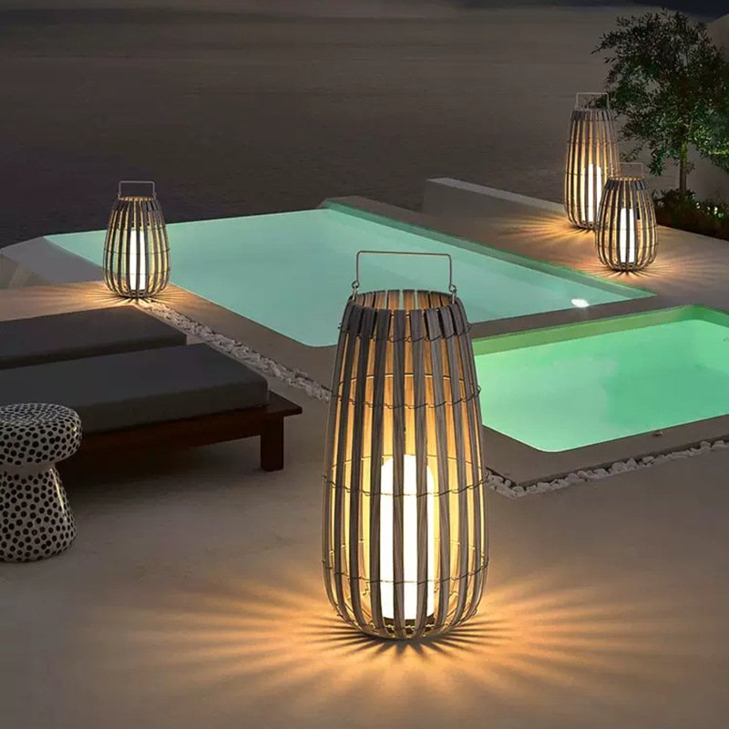 Solar Rattan Lawn Light – Bamboo Outdoor Lantern - Image 3